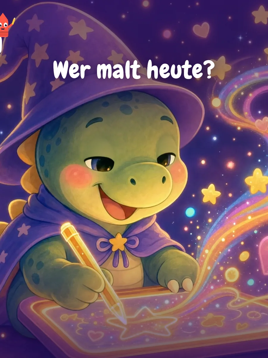 Startbildschirm des Malbuchs: „Wer malt heute?“