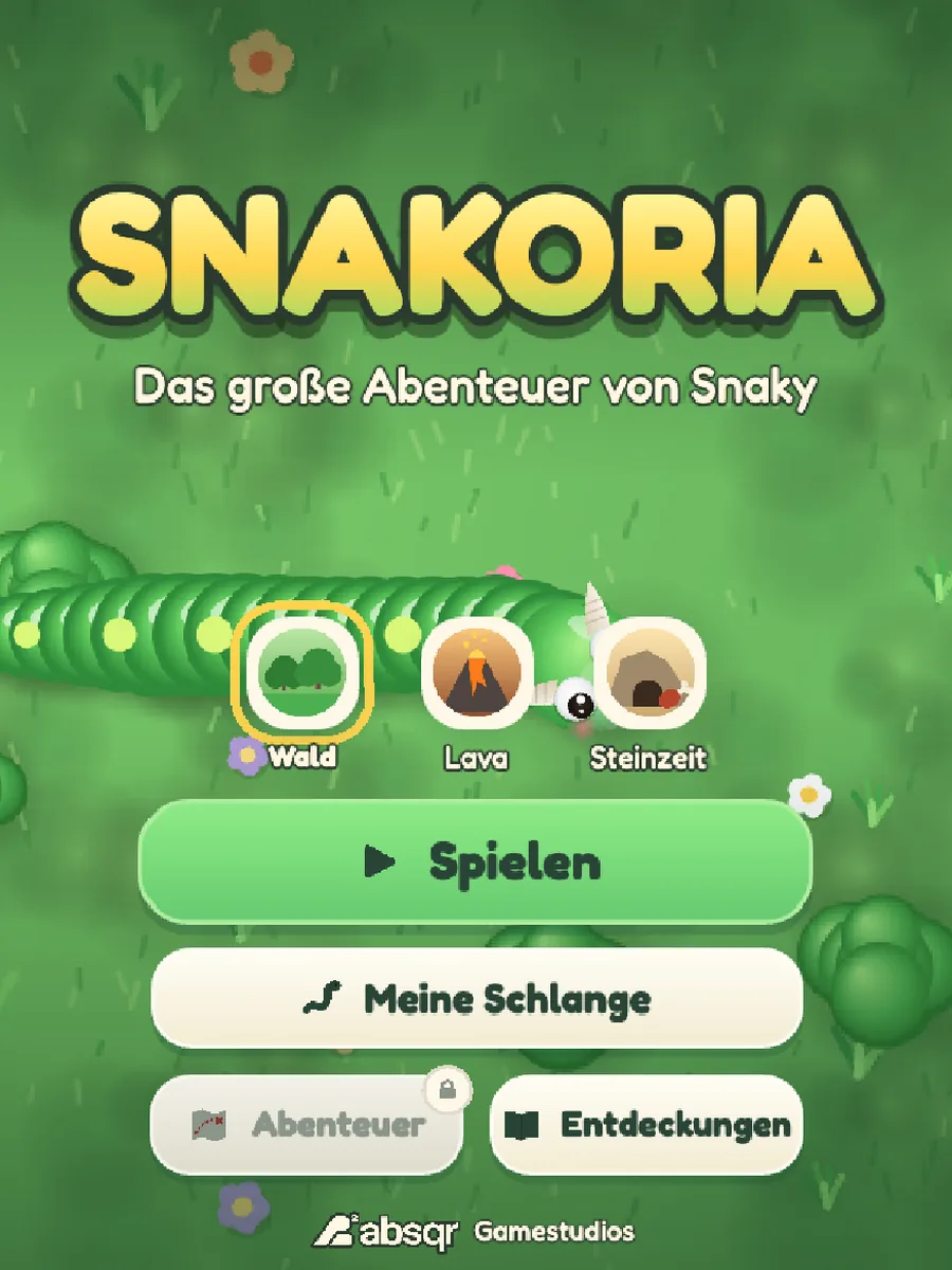 Snakoria: Startbildschirm